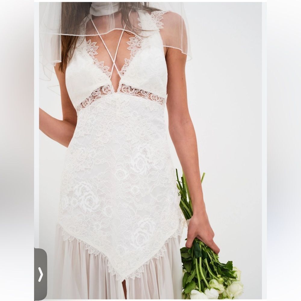For Love & Lemons Nicola Lace Bridal Gown White Medium / Large NEW MSRP $648 - Picture 2 of 14